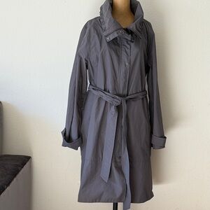 Eileen Fisher sz XL Gray cotton nylon Belted trench Coat great condition